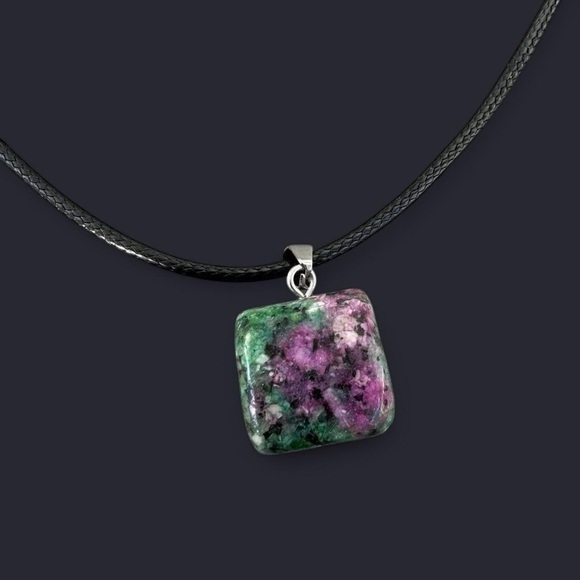 Ruby Zoisite Stone Pendant Necklace - Picture 1 of 5